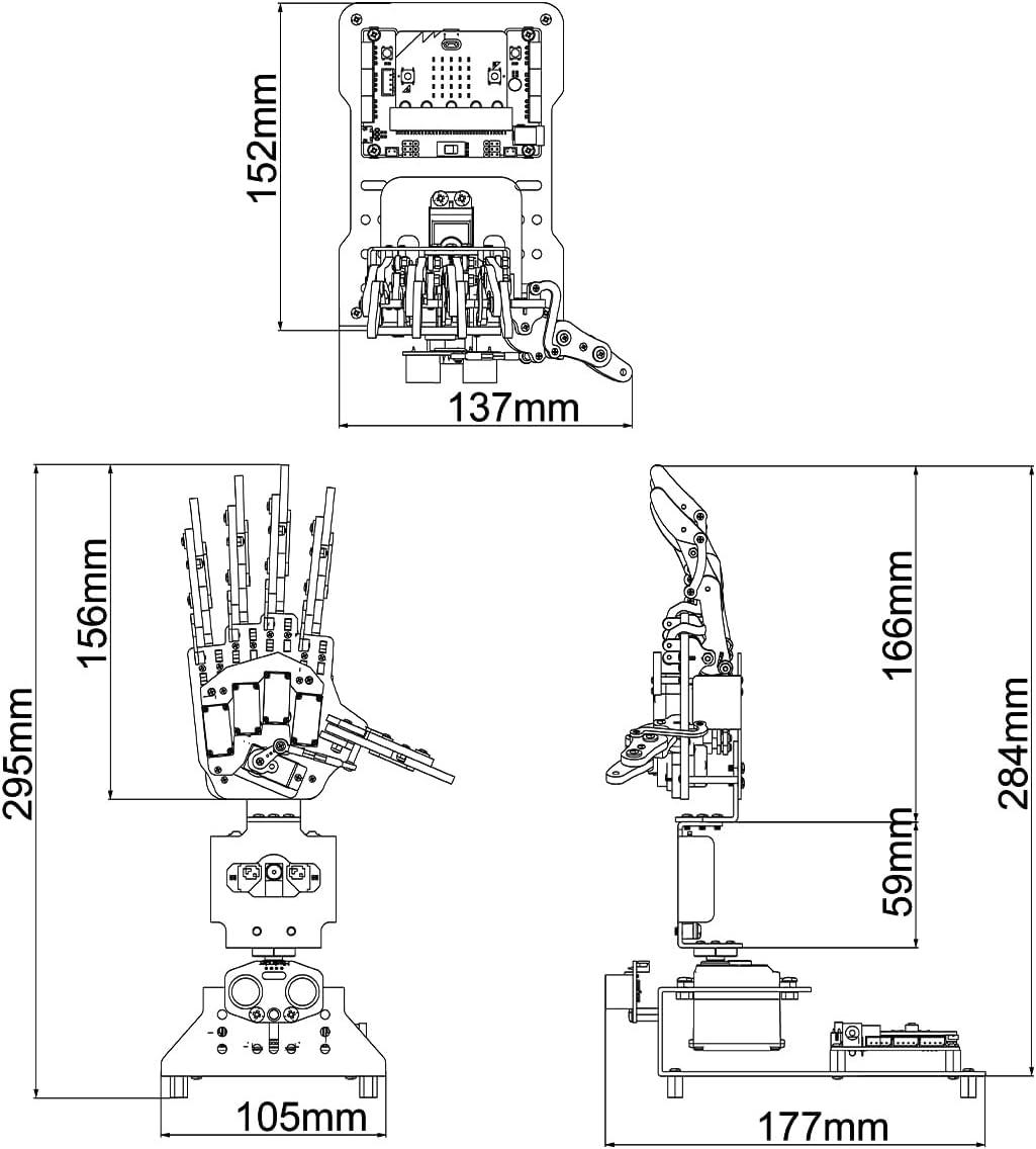 image:imageRobot Hand with Micro bit V2 AI Bionic Robotic Hand Five Fingers Solely Movement Mechanical Arm DIY Smart Robot amp Engineering Kits ScienceCodingProgramming Set
