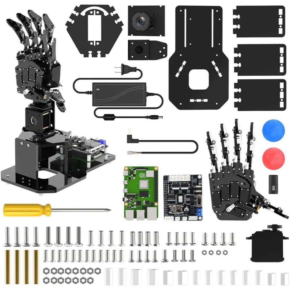 image:imageRobot Hand for Raspberry Pi Open Source AI Bionic Robotic Hand Five Fingers Solely Movement Mechanical Arm DIY Smart Robot amp Engineering Kits ScienceCodingProgramming Set Right Hand amp RPi 5 4GB8GB Right