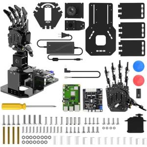 Robot Hand for Raspberry Pi Open Source AI Bionic Robotic Hand Five Fingers Solely Movement Mechanical Arm DIY Smart Robot & Engineering Kits, Science/Coding/Programming Set, Right Hand & RPi 5 4GB(8GB Right)