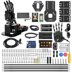 Robot Hand with Arduino Open Source AI Bionic Robotic Hand Five Fingers Solely Movement Mechanical Arm DIY Smart Robot & Engineering Kits, Science/Coding/Programming Set, Starter Kit(Standard Kit)