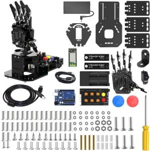 Robot Hand with Arduino Open Source AI Bionic Robotic Hand Five Fingers Solely Movement Mechanical Arm DIY Smart Robot & Engineering Kits, Science/Coding/Programming Set, Starter Kit(Starter Kit)