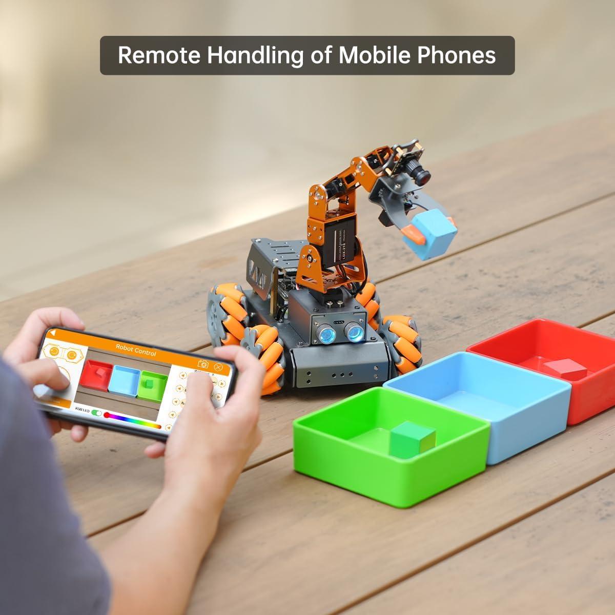 image:imageMasterPi 5DOF Robotic Arm for RaspberryPi 5 AI Vision Tracking Target Sorting Line Follow Open Source Programming Smart Robot Car Kit for Teen Adult STEM Educational Building Robot RPi Not IncludedWithout RPi