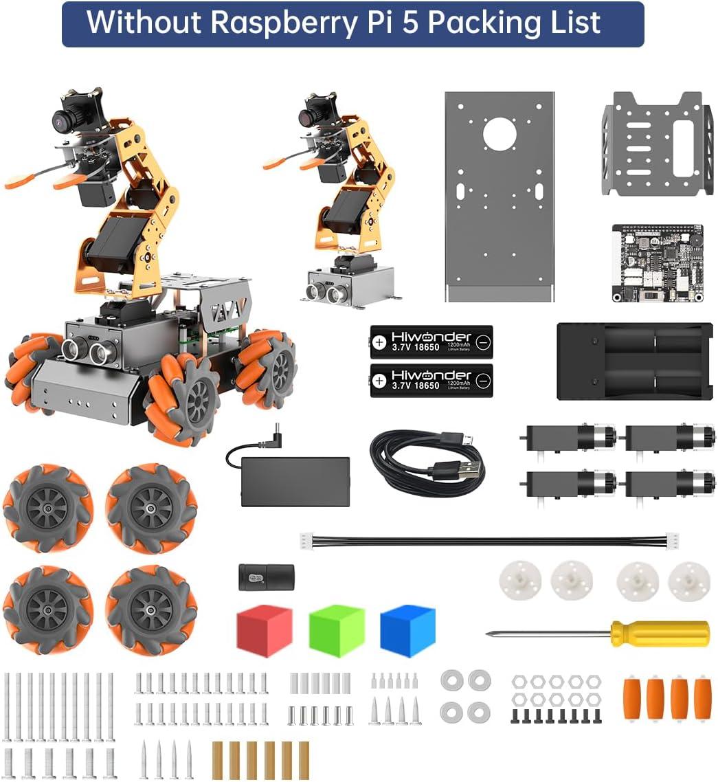 image:imageMasterPi 5DOF Robotic Arm for RaspberryPi 5 AI Vision Tracking Target Sorting Line Follow Open Source Programming Smart Robot Car Kit for Teen Adult STEM Educational Building Robot RPi Not IncludedWithout RPi