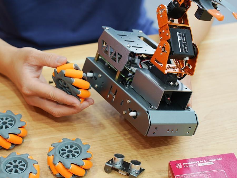 image:imageMasterPi 5DOF Robotic Arm for RaspberryPi 5 AI Vision Tracking Target Sorting Line Follow Open Source Programming Smart Robot Car Kit for Teen Adult STEM Educational Building Robot RPi Not IncludedWithout RPi