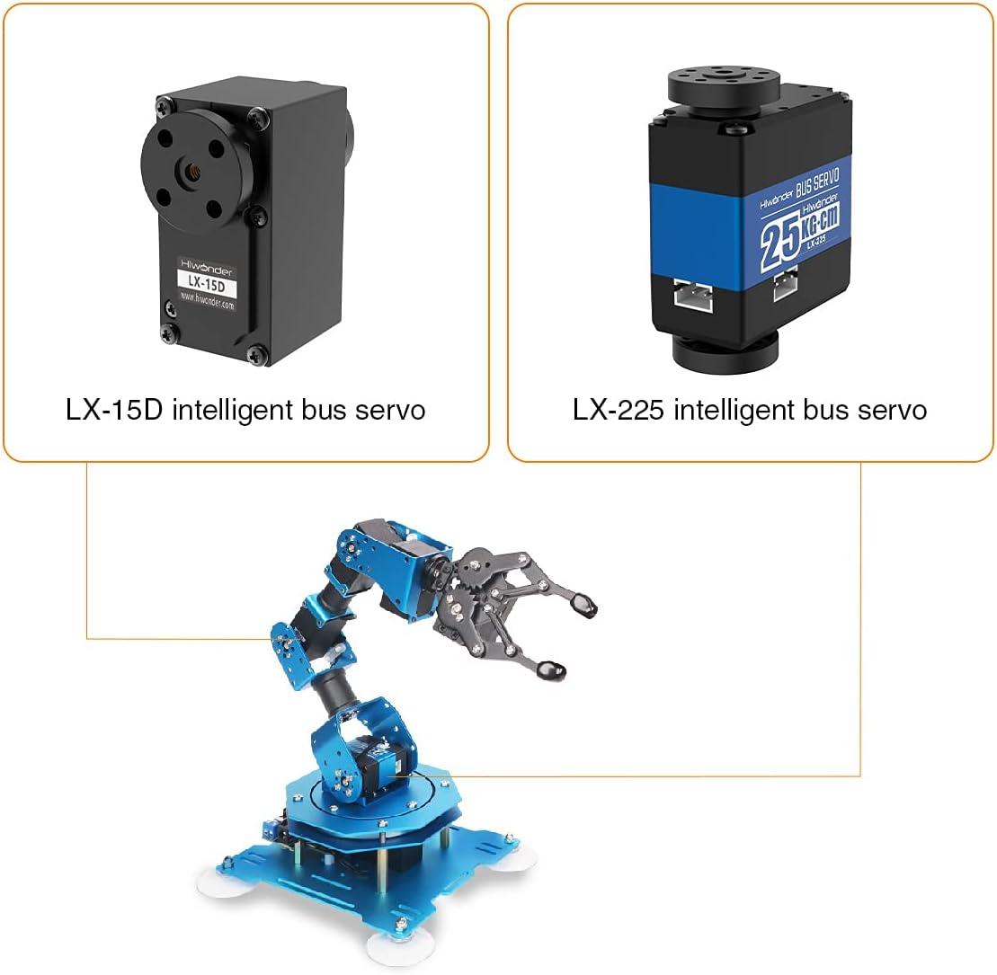 image:imageRobotic Arm for Arduino Coding Programming 6DOF HiwonderxArm1S STEM Educational Building Robot Arm Kits 6 AXIS Full Metal Robotic Arm Wireless ControllerPCAppMouse Control Learning RobotHiwonderxArm1S