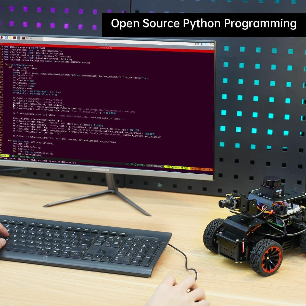 image:imageROS2 Robot Car for Raspberry Pi 5 Programmable AI Vision Smart Robot Kit Ackermann Chassis Lidar SLAM Mapping Navigation Path Planning Autonomous Driving MentorPi A1 Without RPi