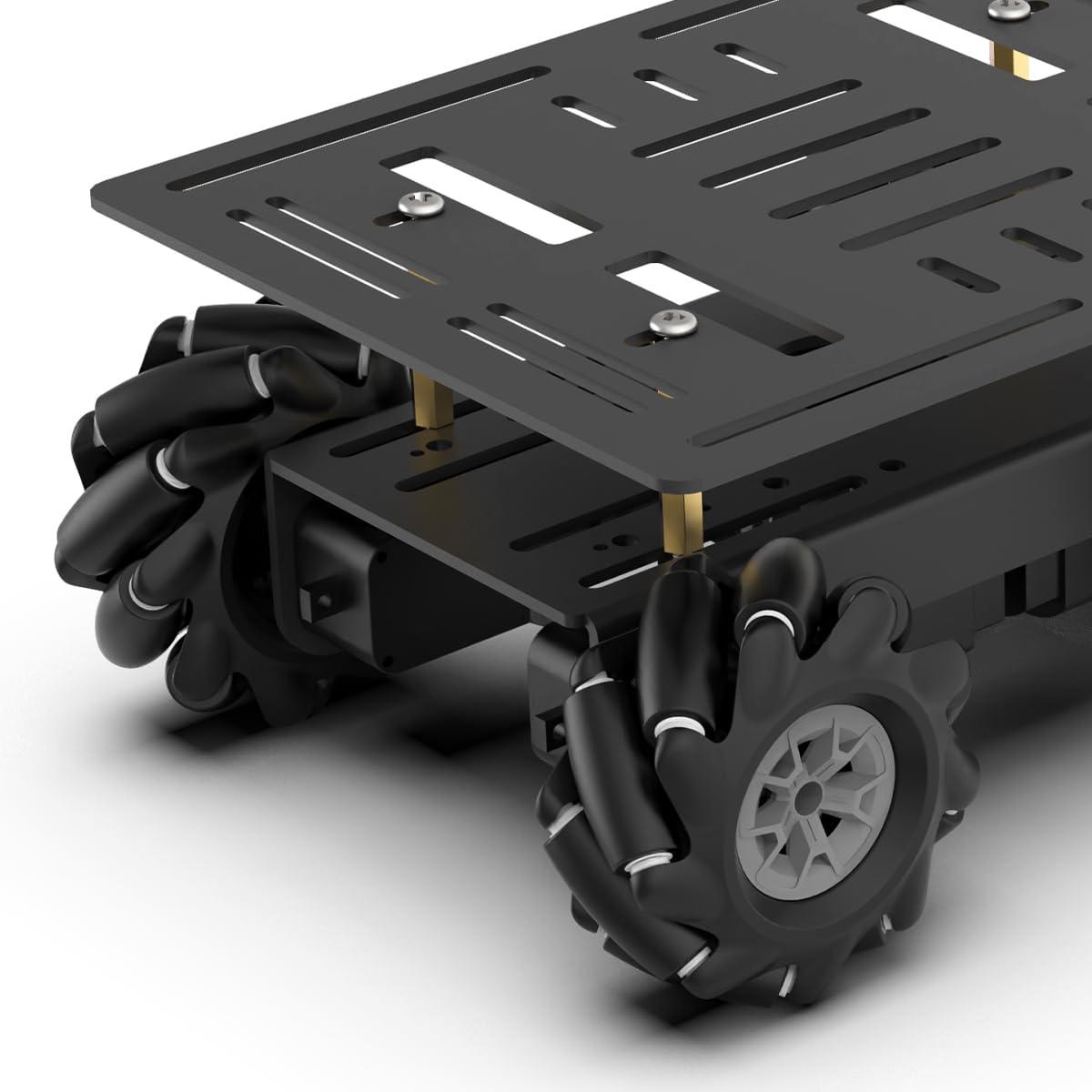 image:imageMecanum Robot Chassis Car Kit with 360 Omnidirectional Wheel Aluminum Alloy Frame TT Motor 66mm Omnidirectional Wheels Robotic Moving Platform Robot Car DIY Kit Unassembled