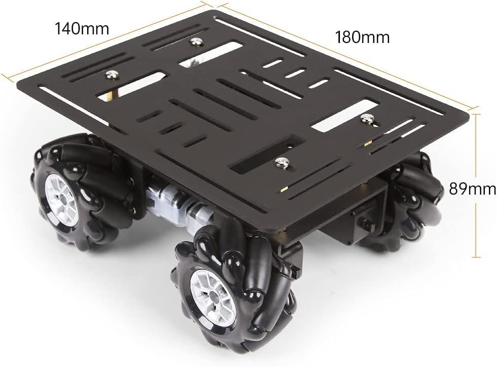 image:imageMecanum Robot Chassis Car Kit with 360 Omnidirectional Wheel Aluminum Alloy Frame TT Motor 66mm Omnidirectional Wheels Robotic Moving Platform Robot Car DIY Kit Unassembled