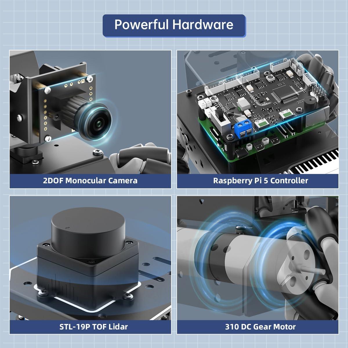 image:imageROS2 Robot Car for Raspberry Pi 5 Programmable AI Vision Smart Robot Kit 360 Omnidirectional Movement Chassis Lidar SLAM Mapping Navigation Path Planning Autonomous Driving MentorPi M1 Without RPiWithout RPi