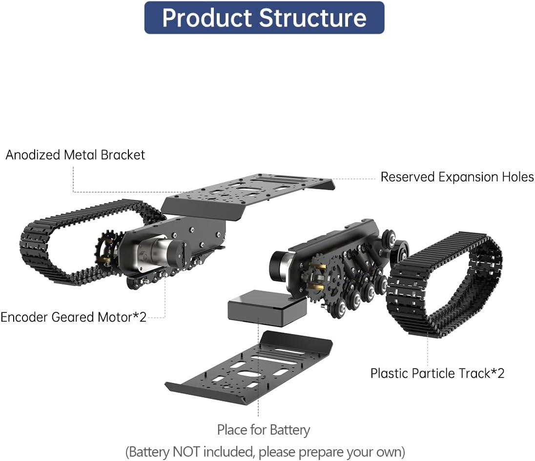 image:imageRobot Tracked Tank Car Chassis with Encoder DC Motor Suspension Shock Absorption Chassis Car Double Layer FullMetal Robotic Moving Platform Track for Arduion RPi Jetson DIY Maker Smart Robot Car2 Layer