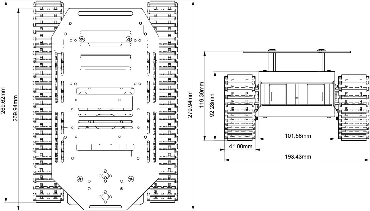 image:imageRobot Tracked Tank Car Chassis with Encoder DC Motor Suspension Shock Absorption Chassis Car Double Layer FullMetal Robotic Moving Platform Track for Arduion RPi Jetson DIY Maker Smart Robot Car2 Layer