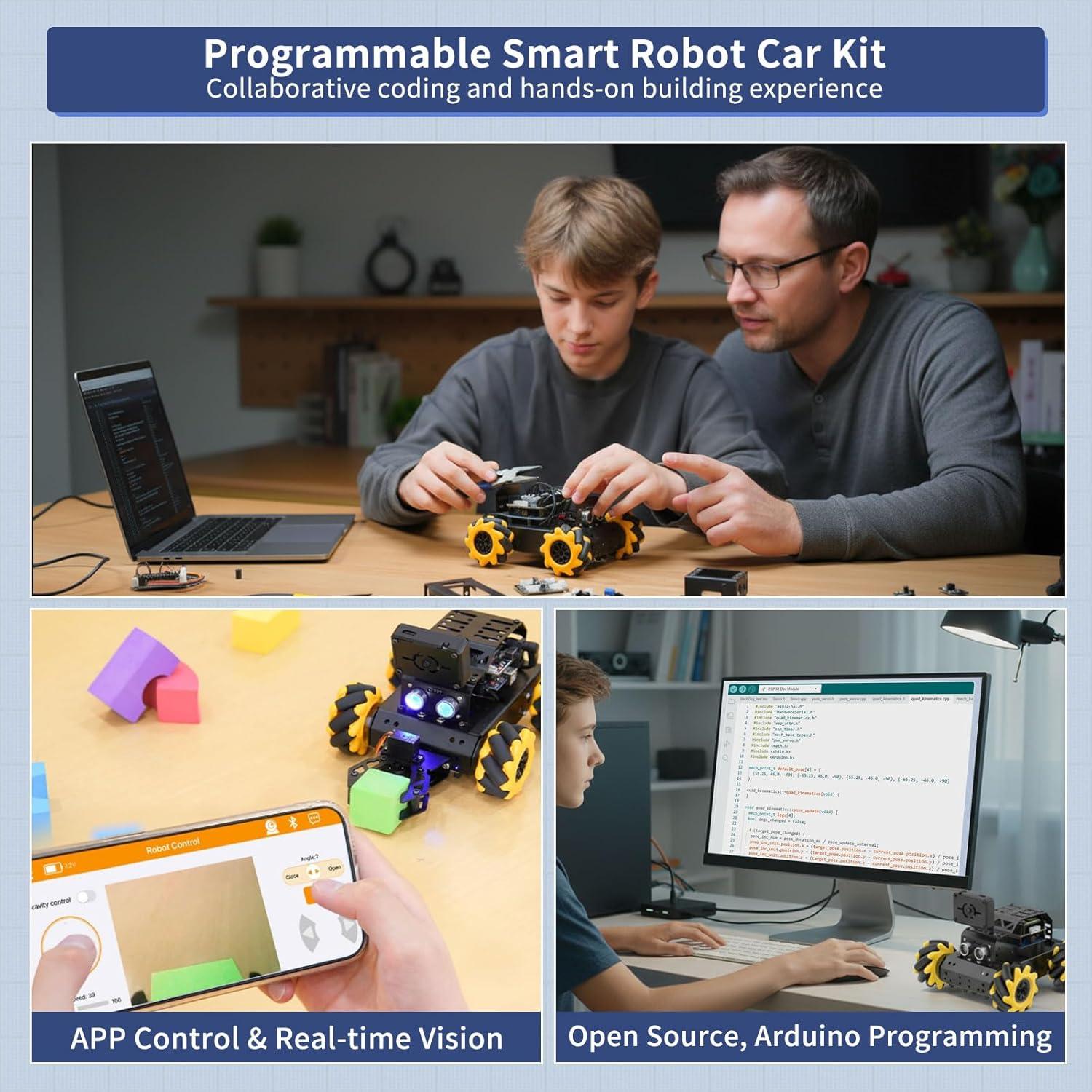 image:imageRobotic Kit for Arduino Robot Car AI Camera Vision Recognition Target Tracking Obstacle Avoidance Programmable STEM Robot Gift for Ages 12 14 16 Camera Robot Kit miniAuto Standard KitAdvanced