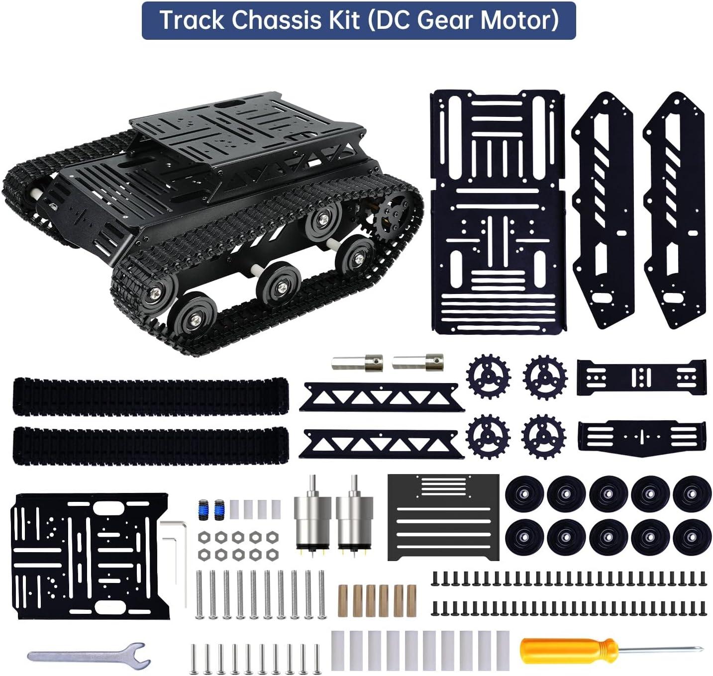 image:imageTank Car Chassis with DC Geared Motor Shock Absorbing Robot Chassis FullMetal Robotic Moving Platform Track for Arduino RaspberryPi Microb Jetson DIY Maker Smart Robot Car Learning Kit BlackBlack