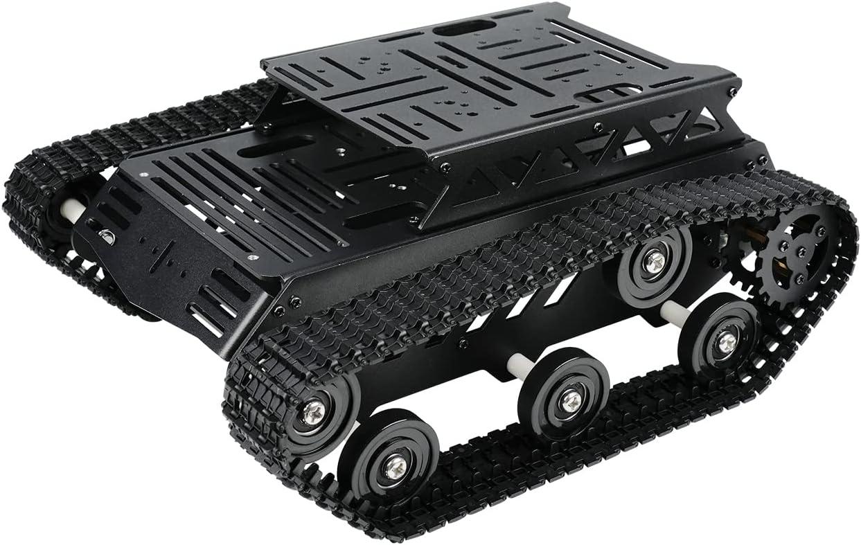 image:imageTank Car Chassis with DC Geared Motor Shock Absorbing Robot Chassis FullMetal Robotic Moving Platform Track for Arduino RaspberryPi Microb Jetson DIY Maker Smart Robot Car Learning Kit BlackBlack