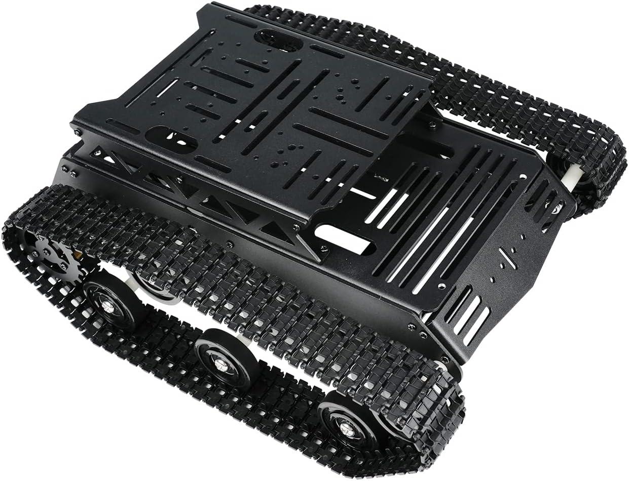 image:imageTank Car Chassis with DC Geared Motor Shock Absorbing Robot Chassis FullMetal Robotic Moving Platform Track for Arduino RaspberryPi Microb Jetson DIY Maker Smart Robot Car Learning Kit BlackBlack