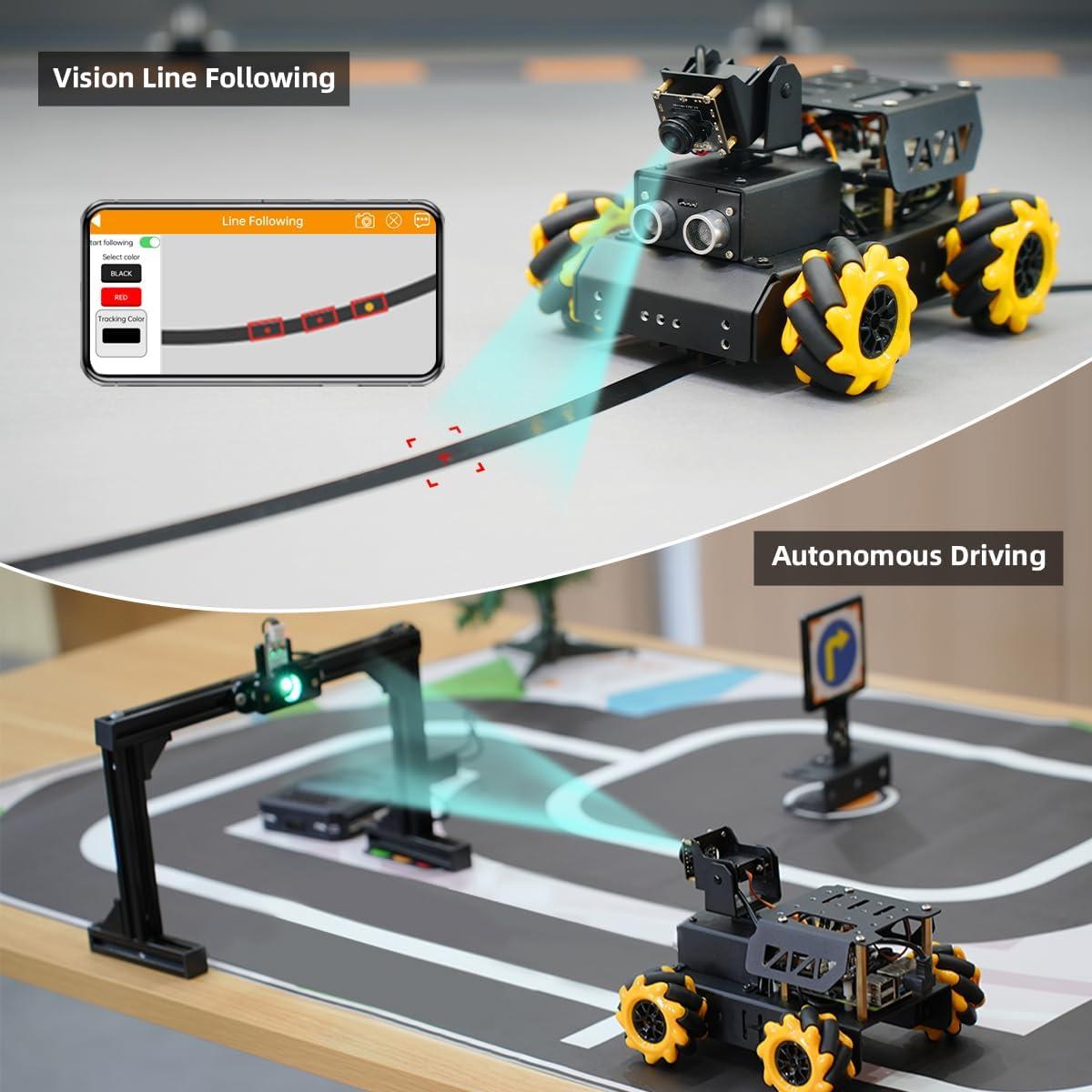 image:imageTurboPi Robot Car for RaspberryPi AI Vision Camera Programmable Smart Robot Car Kit Color Sorting Line Tracking Target Recognition Obstacle Avoidance Support Python Linux Standard Kit Without RPiAdvanced with 8GB Raspberry Pi 5