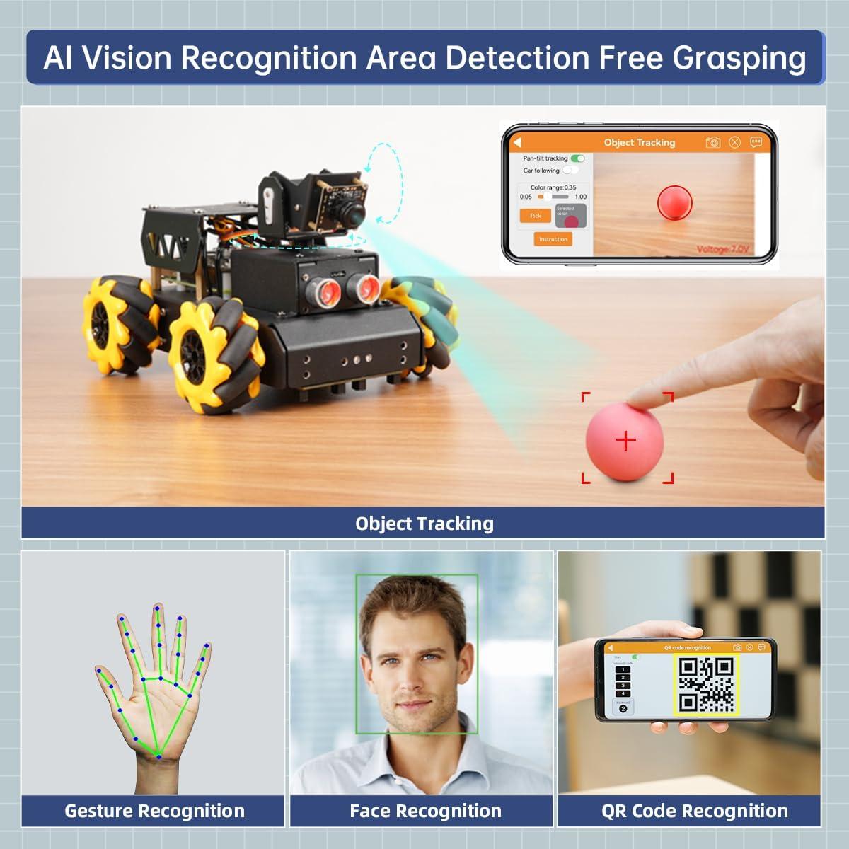 image:imageTurboPi Robot Car for RaspberryPi AI Vision Camera Programmable Smart Robot Car Kit Color Sorting Line Tracking Target Recognition Obstacle Avoidance Support Python Linux Standard Kit Without RPiAdvanced with 8GB Raspberry Pi 5