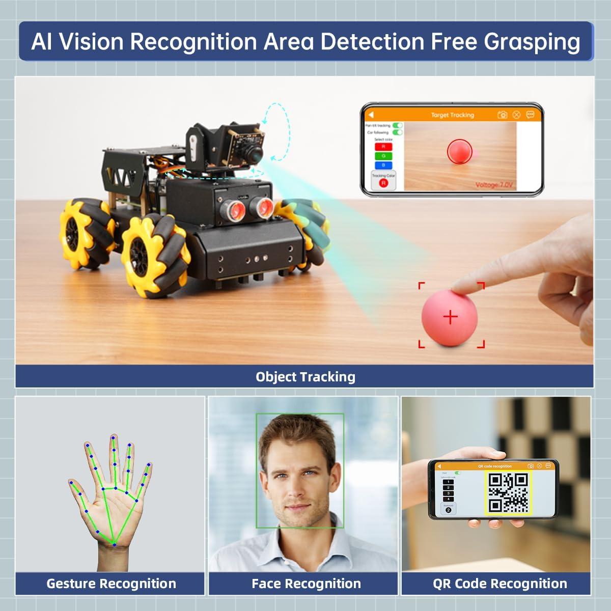 image:imageTurboPi Robot Car for RaspberryPi AI Vision Camera Programmable Smart Robot Car Kit Color Sorting Line Tracking Target Recognition Obstacle Avoidance Support Python Linux Standard Kit Without RPiStandard with 4GB Raspberry Pi 5