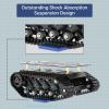 Robot Tracked Tank Car Chassis with Encoder DC Motor, Suspension Shock Absorption Chassis Car Double Layer Full-Metal Robotic Moving Platform Track for Arduion RPi Jetson DIY Maker Smart Robot Car(2 Layer)