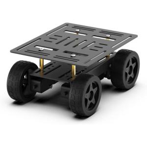 4WD Smart Chassis Car Kit with Aluminum Alloy Chassis, TT Motor, 66mm Wheels, Robotic Moving Platform (Black, Unassembled)