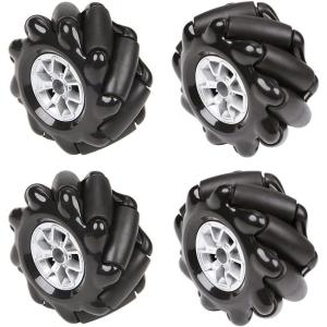 Mecanum Wheel, 60mm High Hardness Plastic Wheel, Omni-Directional Wheel Intelligent Robot Car Components, DIY Accessories(4PCS)(Black)