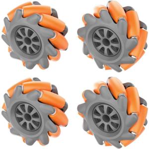Mecanum Wheel, 60mm High Hardness Plastic Wheel, Omni-Directional Wheel Intelligent Robot Car Components, DIY Accessories(4PCS)(Orange)