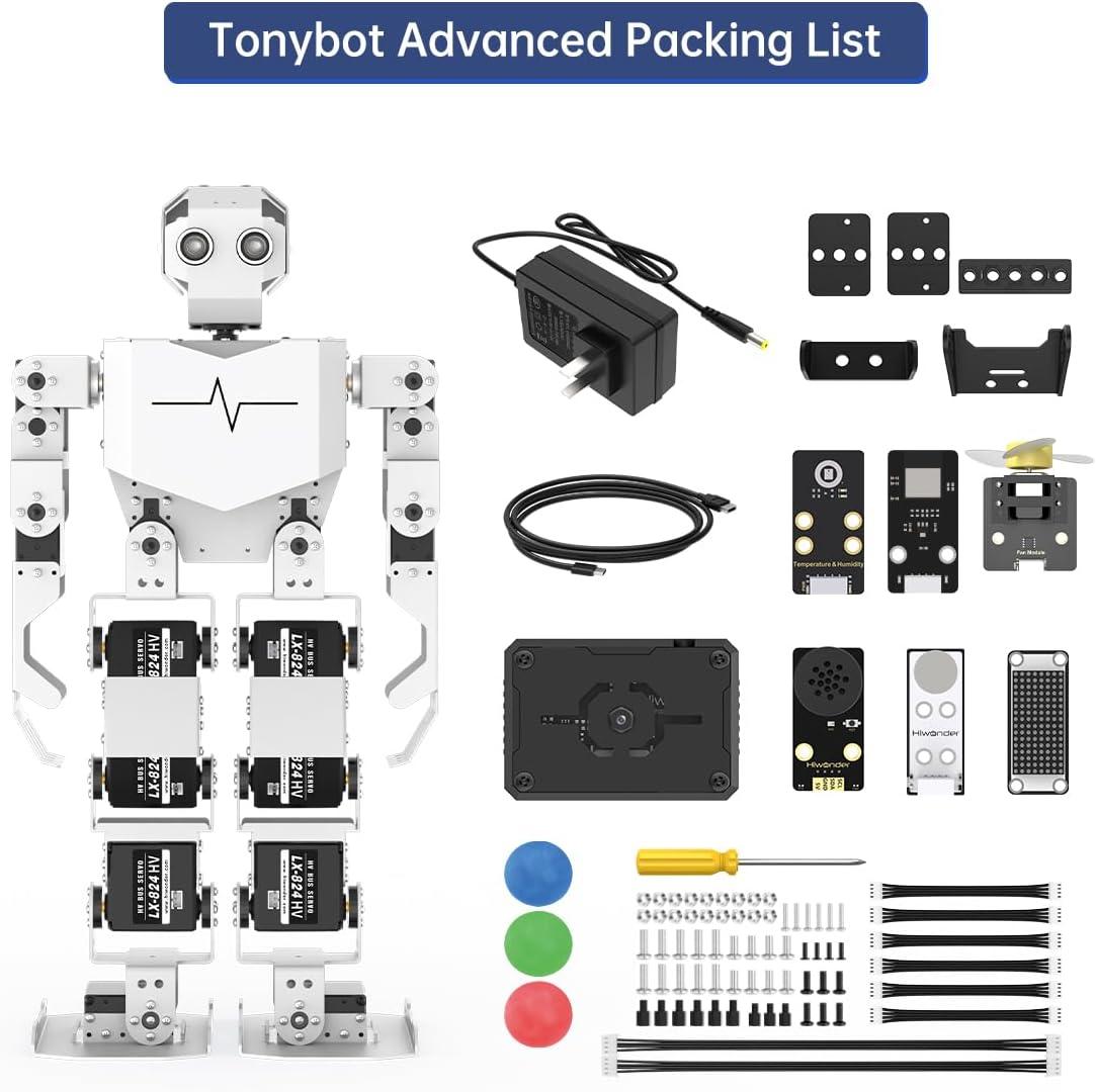 image:imageAI Vision amp Voice Interaction Robot for Arduino Scratch Python Starter Programming 17DOF Humanoid Robot STEM Project Education Voice Command Walking Dancing Kicking SelfStand Up Tonybot Standard kitAdvanced Kit