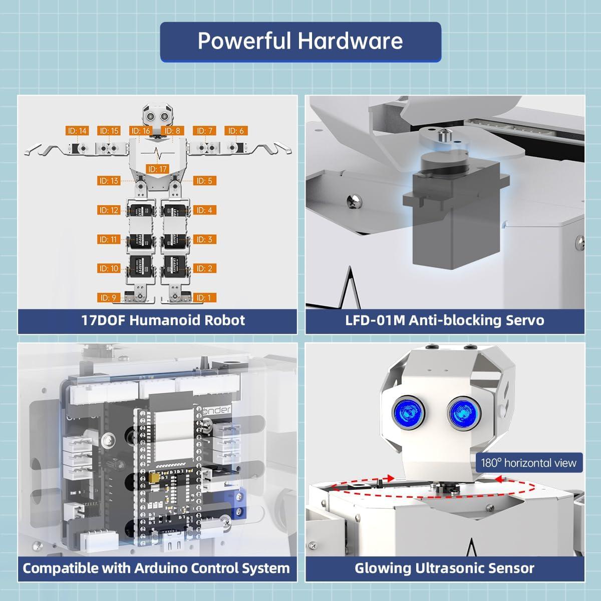 image:imageAI Vision amp Voice Interaction Robot for Arduino Scratch Python Starter Programming 17DOF Humanoid Robot STEM Project Education Voice Command Walking Dancing Kicking SelfStand Up Tonybot Standard kitStandard Kit