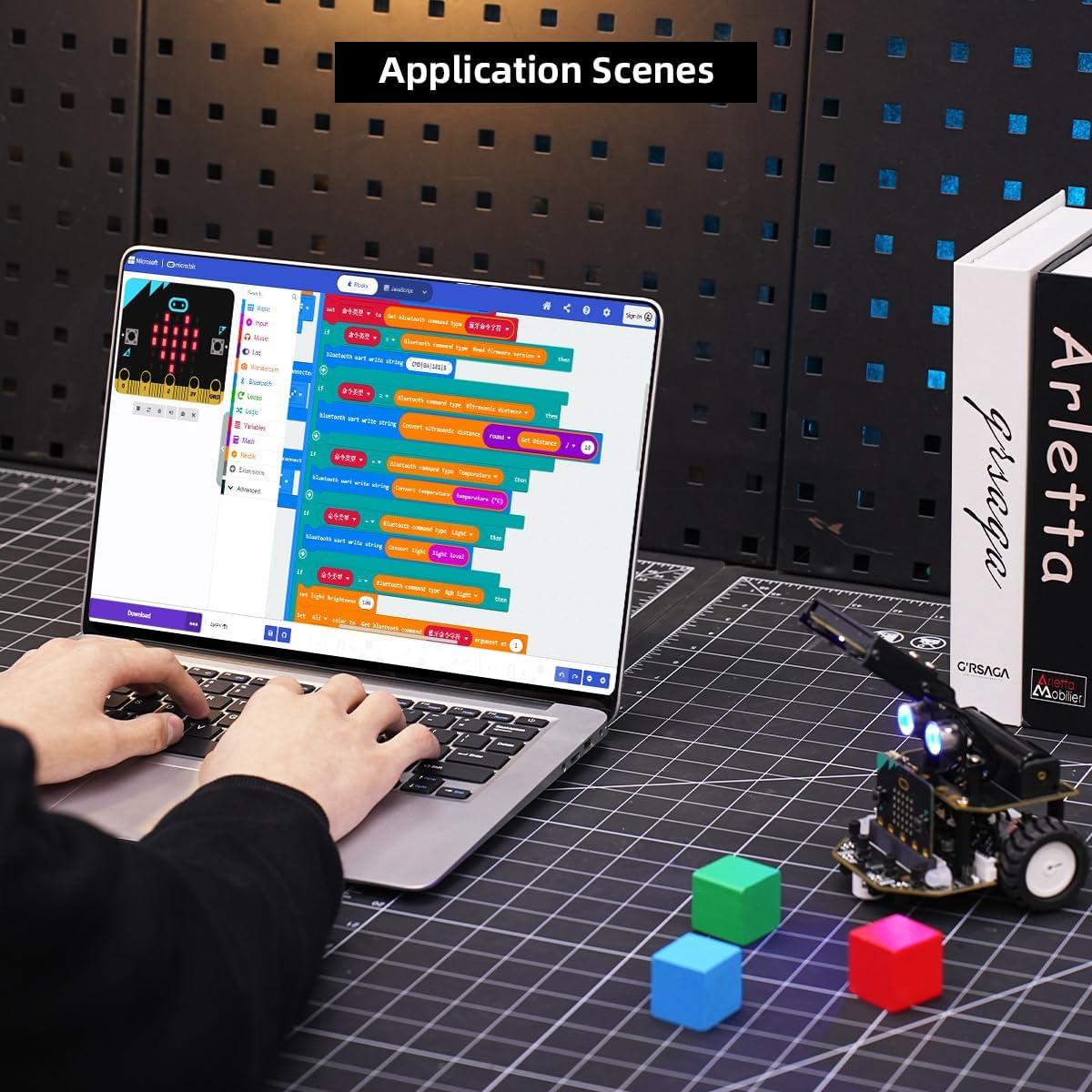 image:imageNexbit Microbit V2 Smart Robot Kit Programming STEM Science Educational Robot with AI Vision Camera for Robotic Beginner Learning Graphical Makecode Coding Car Starter Kit