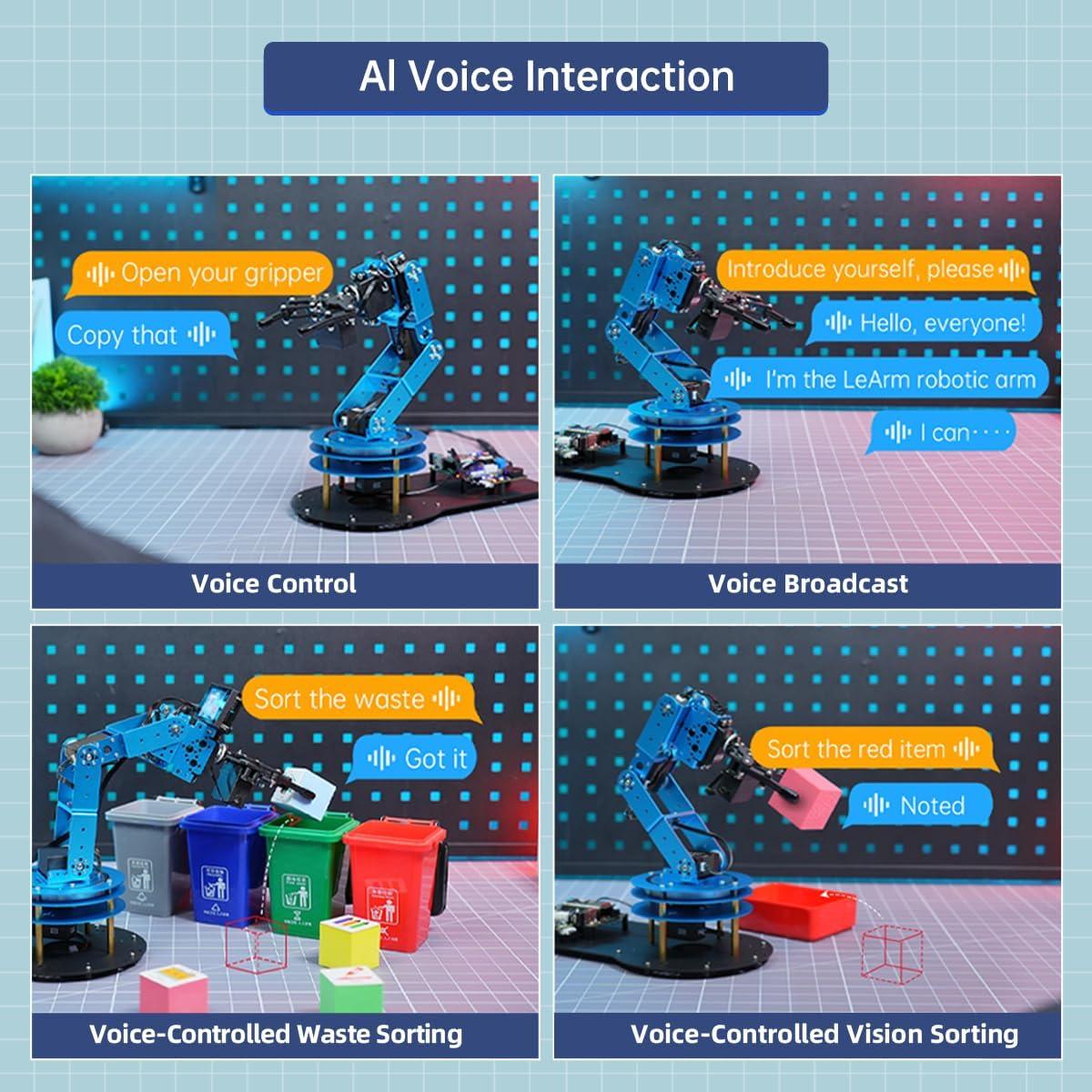 image:imageRobotic Arm Kit 6DOF Programming Robot Arm with 5 Servo Handle Mechanical Claw and More PC Software APP Control with TutorialLeArm Open Source