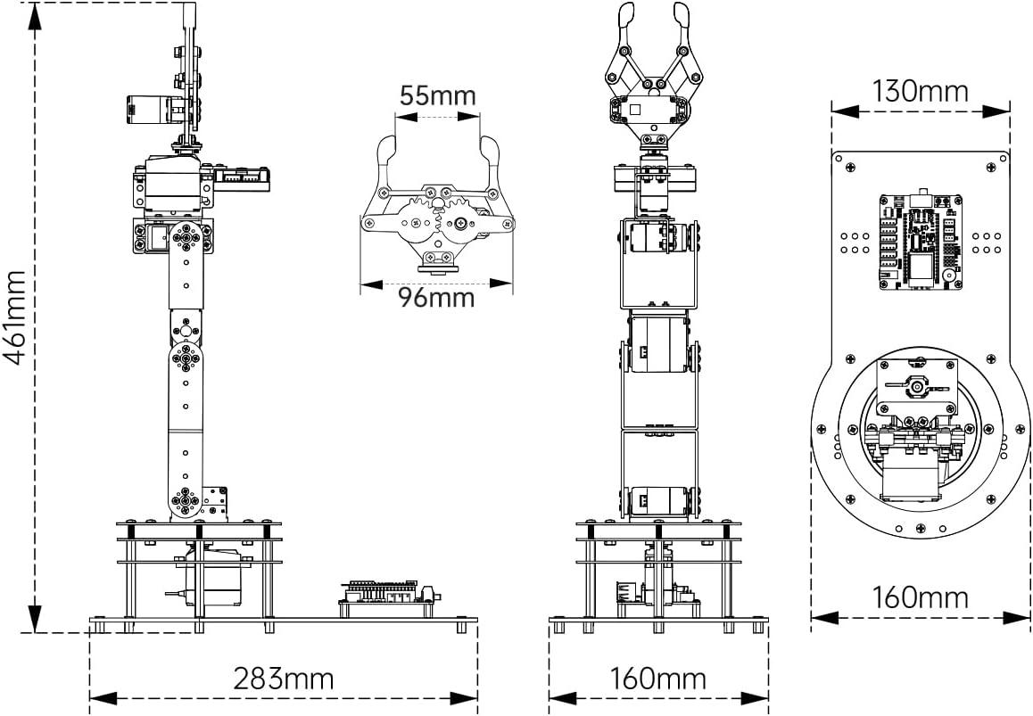 image:imageRobotic Arm Kit 6DOF Programming Robot Arm with 5 Servo Handle Mechanical Claw and More PC Software APP Control with TutorialLeArm Open Source