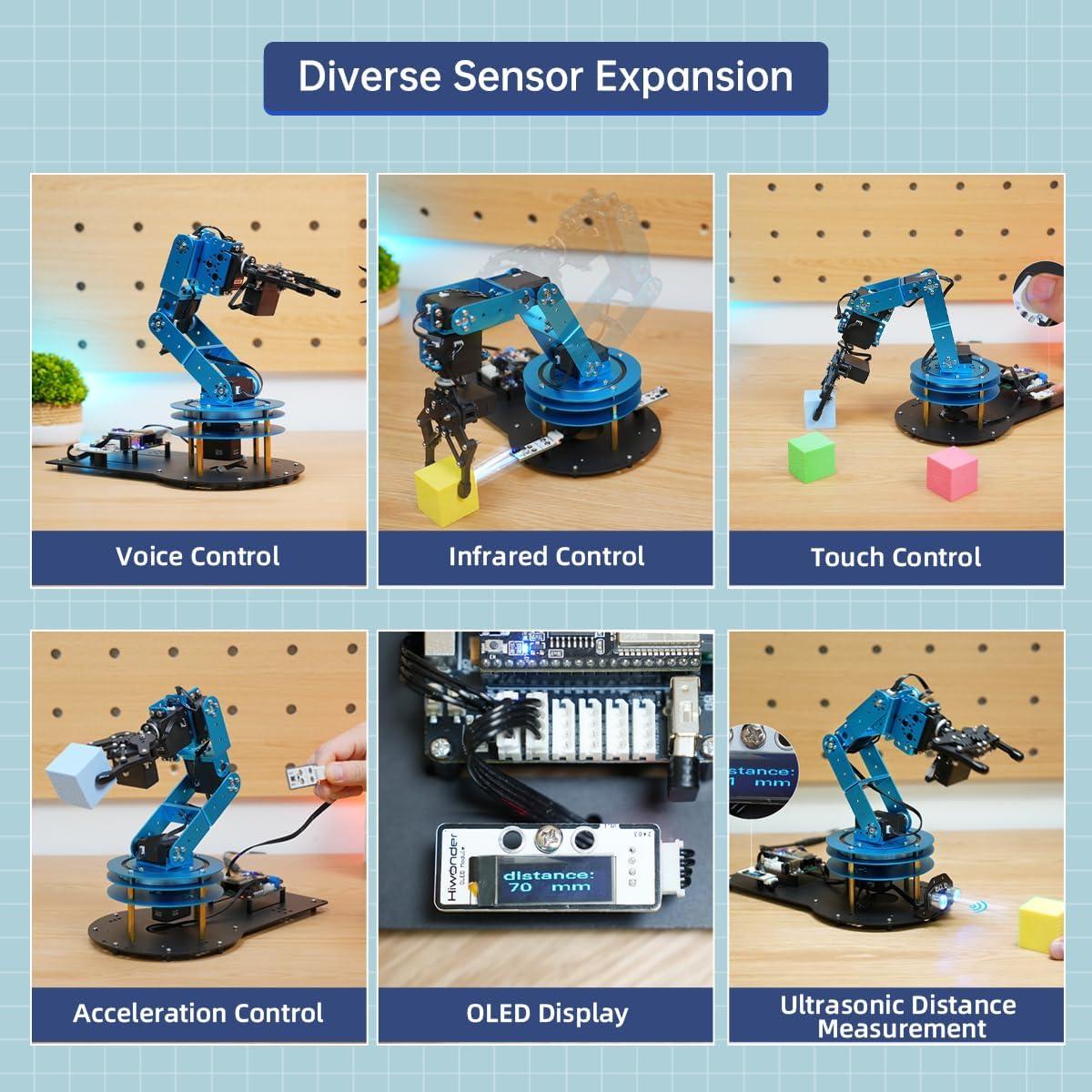image:imageRobotic Arm Kit 6DOF Programming Robot Arm with 5 Servo Handle Mechanical Claw and More PC Software APP Control with TutorialLeArm Open Source